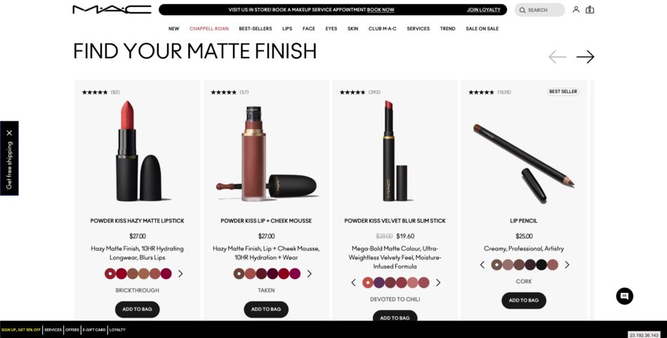 M·A·C Cosmetics - Product Landing Page