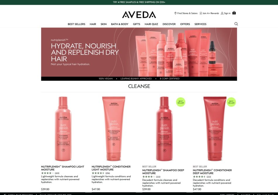 Aveda - Product Category Landing Page